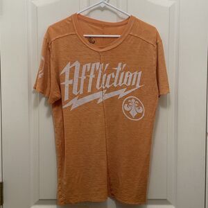 Affliction Live Fast Orange T-Shirt Size Medium RN# 127458